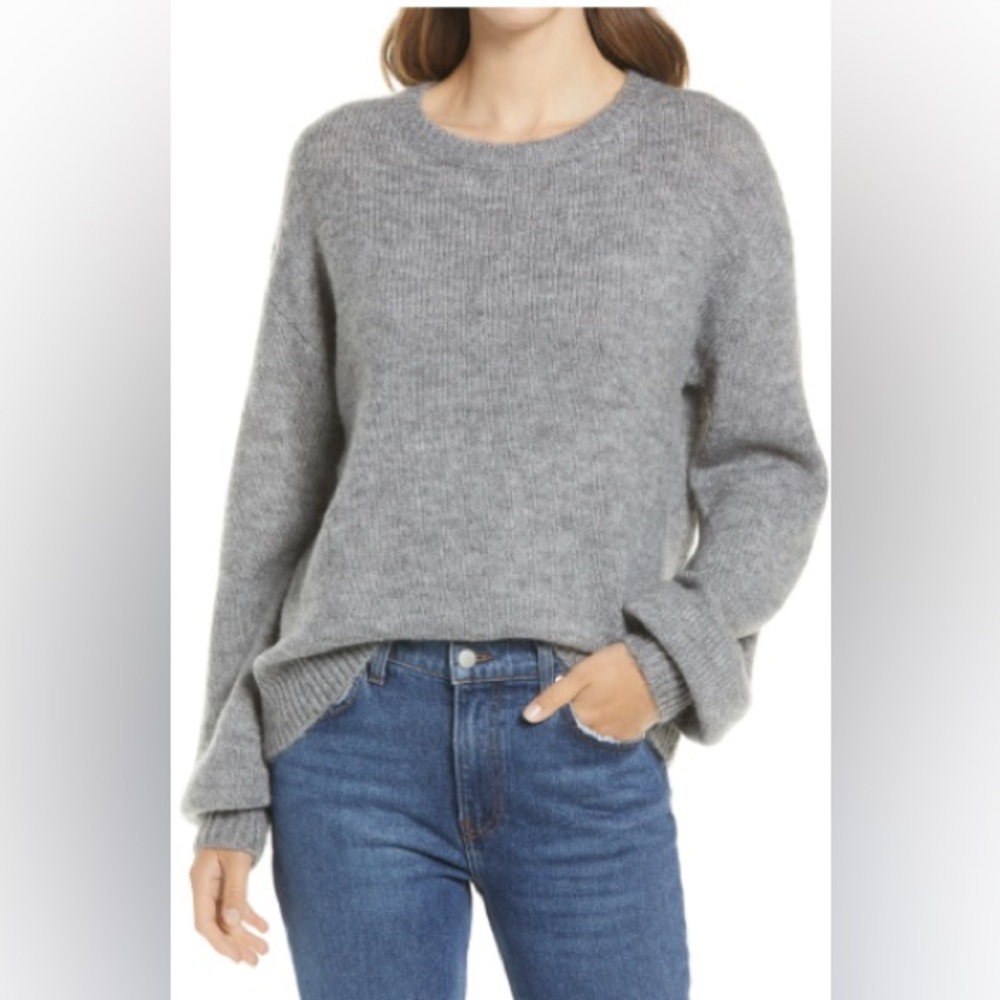 Halogen cozy crewneck sweater grey L